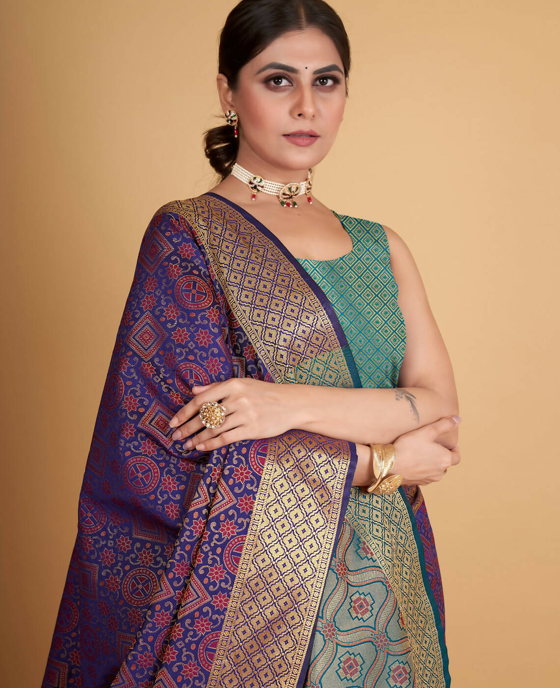 Purple Silk Woven Design Saree With Unstitched Blouse Piece - Akshita - Distacart