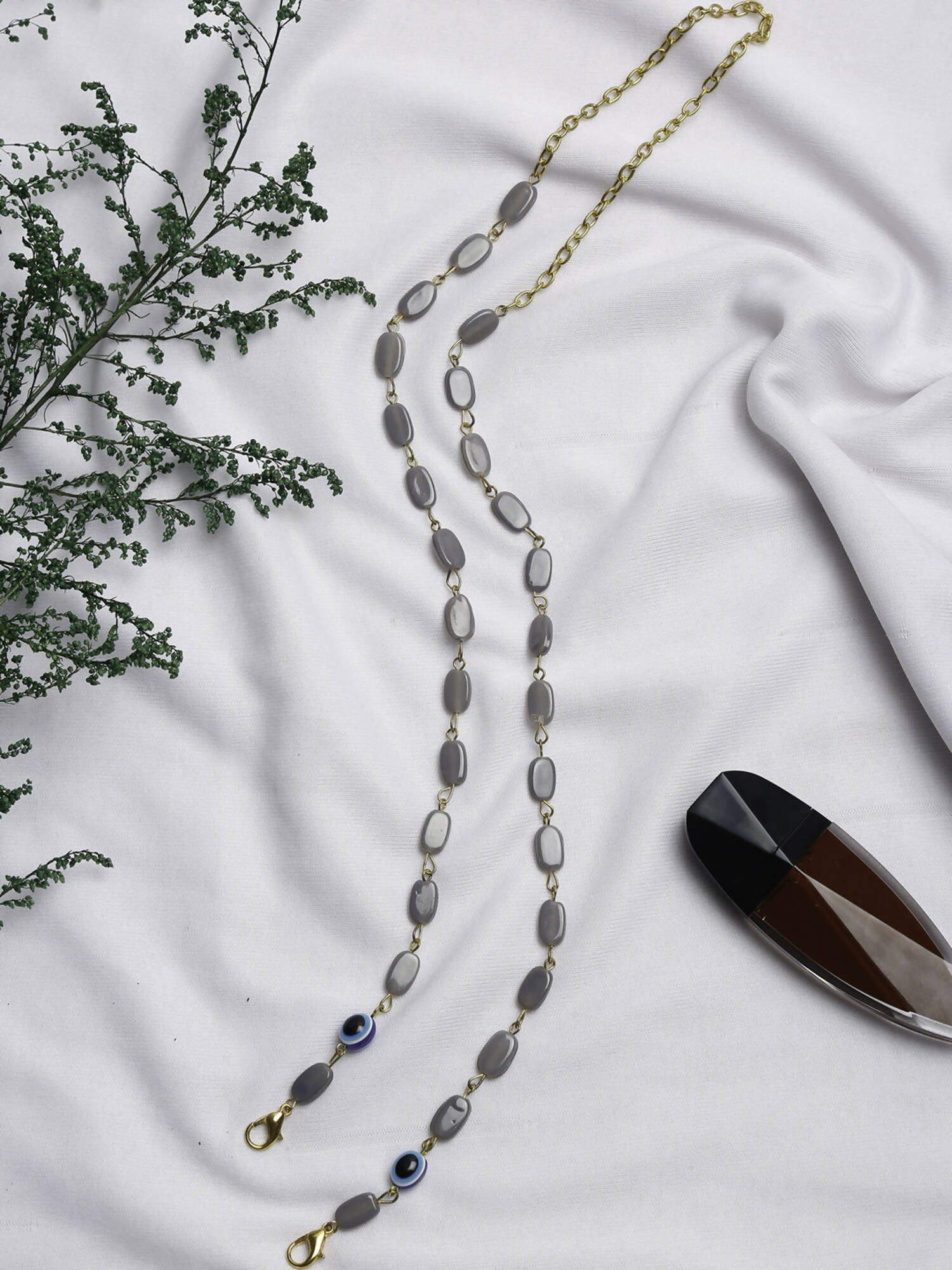 Grey Gold-Toned Alloy Gold Plated Mask Chain - Ruby Raang - Distacart