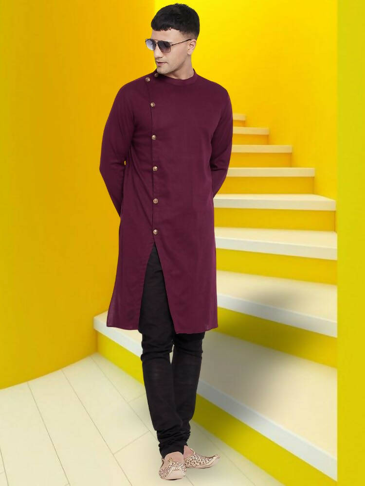 Even Apparels Pure Cotton Maroon Asymetrical Kurta - Maroon - Distacart