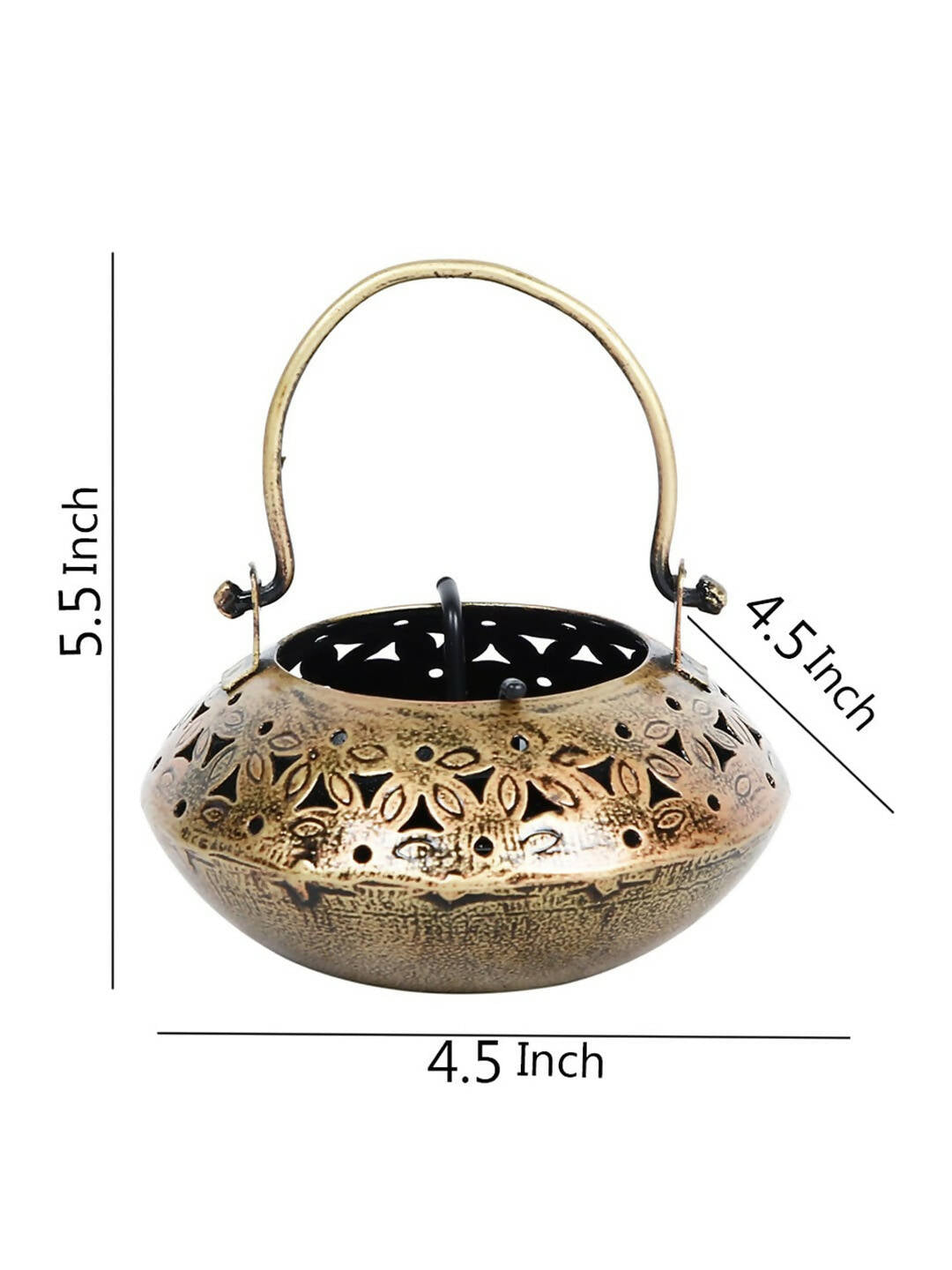 CraftVatika Gold-Toned Metal Degchi Hanging Tealight Candle Holder - Distacart