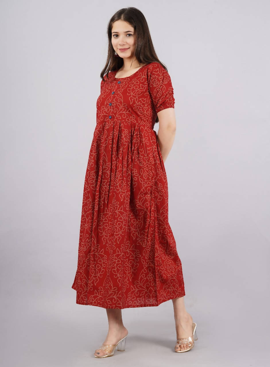Vamika Red Cotton Printed Party Wear/Casual Wear Kurti - Distacart