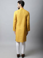 Thumbnail for Even Apparels Yellow Color Pure Cotton Men's Kurta With Side Placket (SLD1192) - Distacart