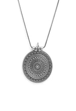Thumbnail for Mominos Fashion Johar Kamal Oxidised Silver-Plated Long Chain with Pendant & Studs For Women - Distacart