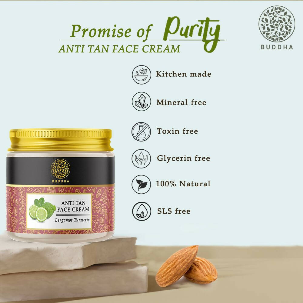Buddha Natural Anti Tan Face Cream - For Skin Glow, Removing Tan & Dark Spots - Distacart