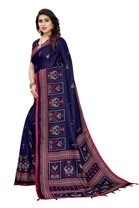 Vamika Embroidery Navy Jute Silk Sarees
