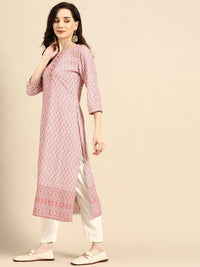 Thumbnail for Deeps women's Pink Embroidered Rayon Kurta - Distacart
