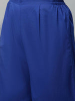 Thumbnail for Ahalyaa Womens Indigo Blue Pure Cotton Printed Kurta Palazzo Set - Distacart