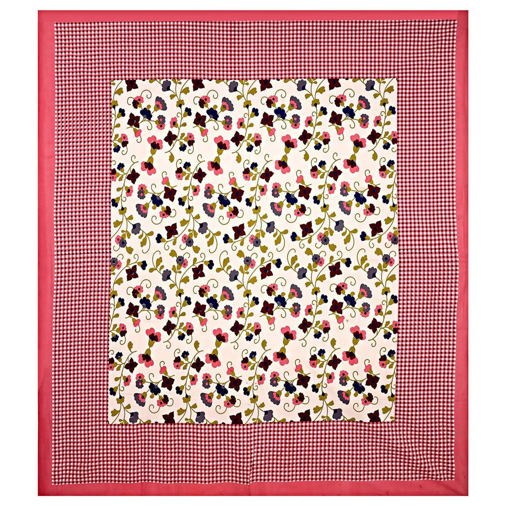 Vamika Printed Cotton Pink & Multicolor Bedsheet With Pillow Covers (LEOC_CHKM_P) - Distacart