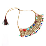 Thumbnail for Mominos Fashion Johar Kamal Gold-Plated Rajwadi Design Heavy Multi Color Necklace Set For Women - Distacart