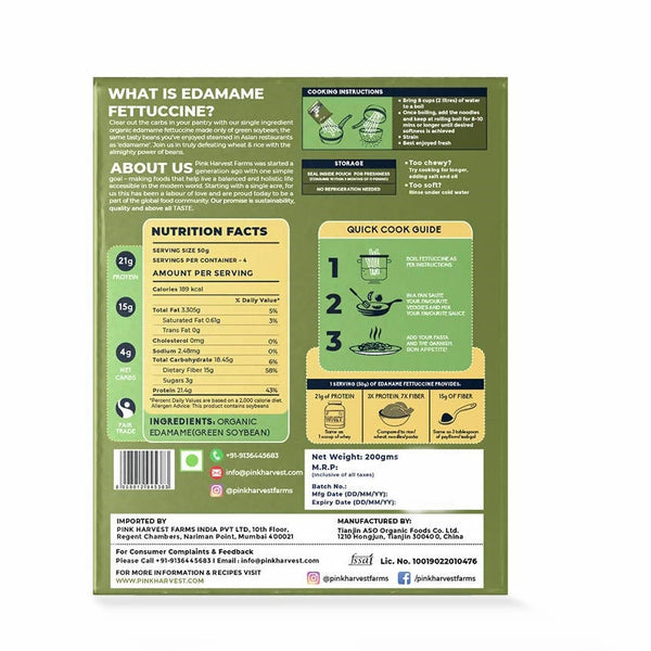 Pink Harvest Organic 100% Edamame Fettuccine - Distacart