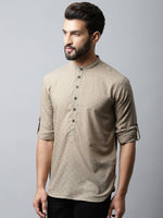 Thumbnail for Even Apparels Beige Color Pure Cotton Men's Kurta With Band Collar (SLD072) - Distacart