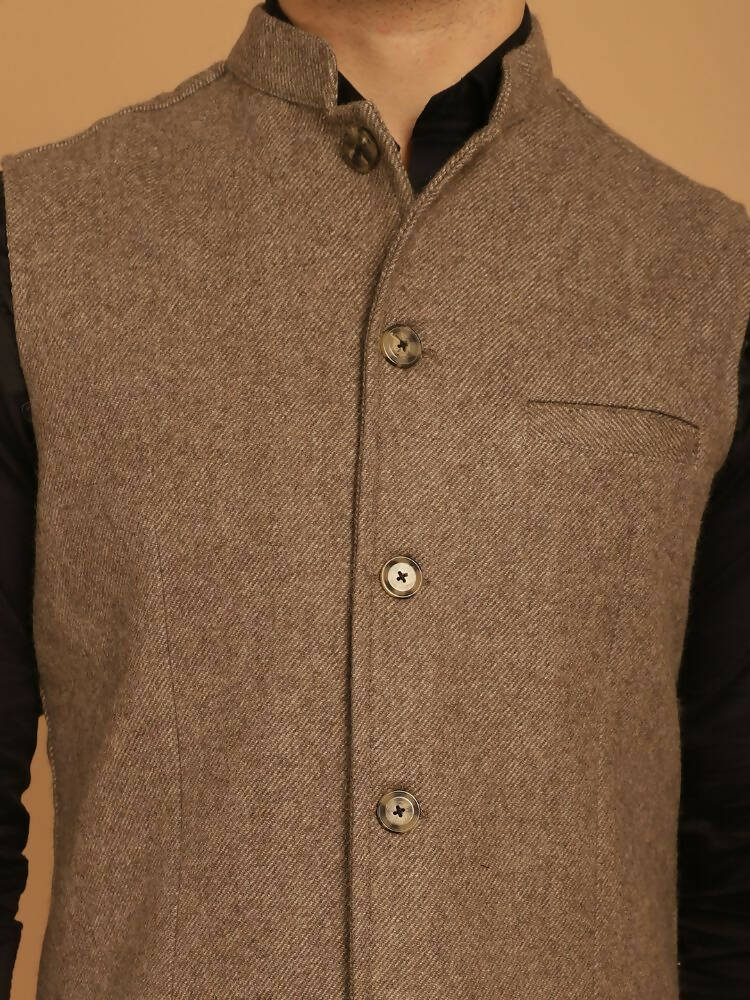 Even Apparels Pure Wool Nehru Jacket - Beige - Distacart