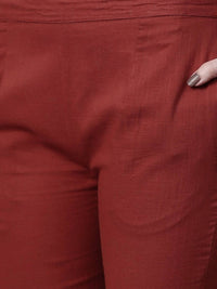 Thumbnail for Yufta Women Grey & Maroon Solid Kurta with Trouser
