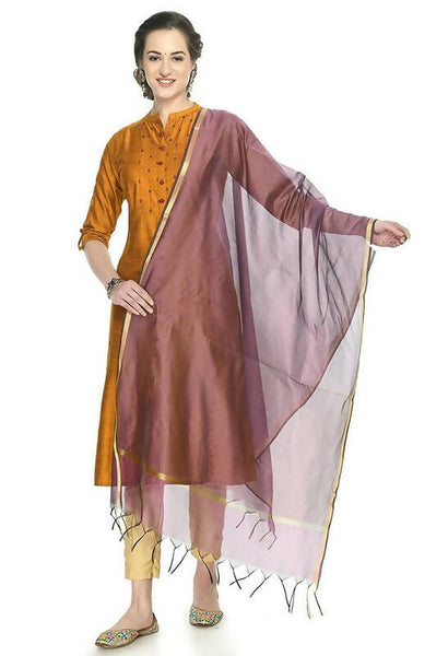 Mominos Fashion Moeza Banarsi Piping Purple Dupatta - Distacart