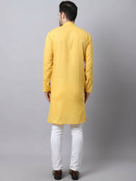 Thumbnail for Even Apparels Yellow Pure Cotton Men's Kurta With Band Collar - Distacart