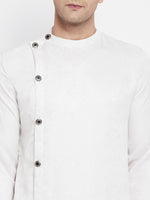 Thumbnail for Even Apparels White Rayon Men's Sherwani Kurta With Asymetrical Cut - Distacart