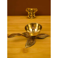 Thumbnail for Spillbox Gold-Toned Brass 3 leaf Nanda Pooja Essential - Distacart