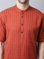 Thumbnail for Even Apparels Red Pure Cotton Kurta With Band Collar - Distacart