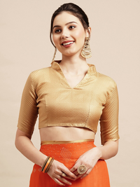 Thumbnail for Saree Mall Orange & Gold-Toned Floral Sarees - Distacart