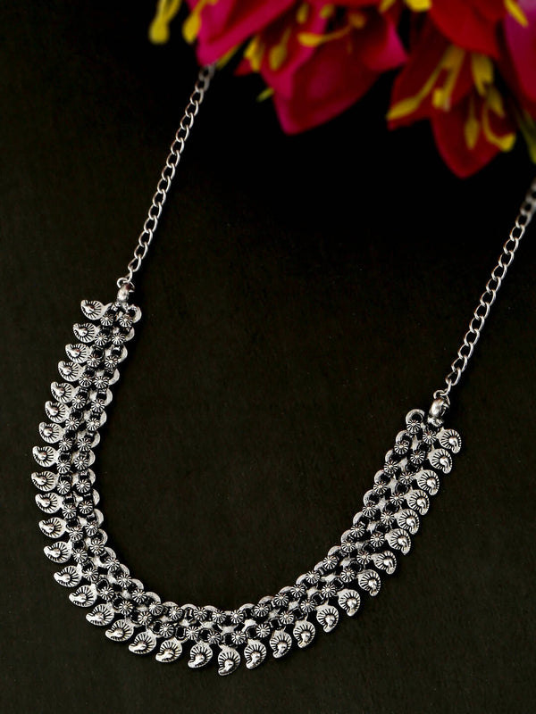 NVR Women Silver-Plated Oxidised Necklace - Distacart