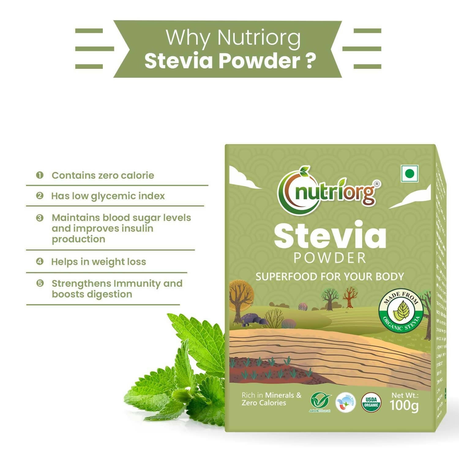 Nutriorg Certified Organic Stevia Powder - Distacart