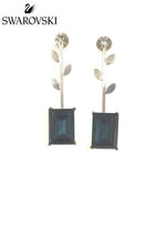 Thumbnail for Bling Accessories Swarovski Montana Blue 92.5 Sterling Silver Leaf Earrings