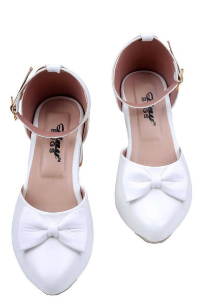 Tiny Bugs Girls Bow Embellished Ballerinas - White - Distacart