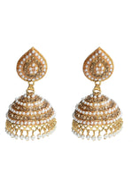 Thumbnail for Mominos Fashion Johar Kamal Leaf Design Jhumka With Stone & Pearl - Distacart