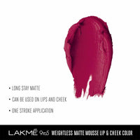 Thumbnail for Lakme 9 To 5 Weightless Matte Mouse Lip & Cheek Color - Pink Lace - Distacart