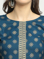Thumbnail for Rudra Bazaar Stright Gold Printed Kurti With Palazzo - Distacart