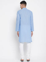 Thumbnail for Even Apparels Blue Pure Cotton Men's Kurta With Band Collar - Distacart