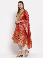 Thumbnail for Myshka Women's Red Silk Print Casual Dupatta