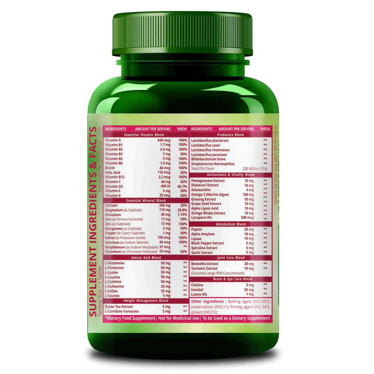 Himalayan Organics Multivitamin With Probiotics Tablets For Women - Distacart