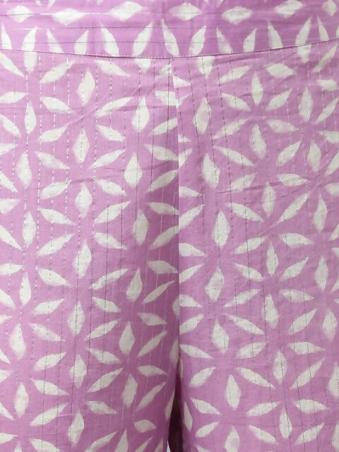 FIORRA Women's Lavender Lurex Cotton Flared Kurta Pant With Dupatta - Distacart