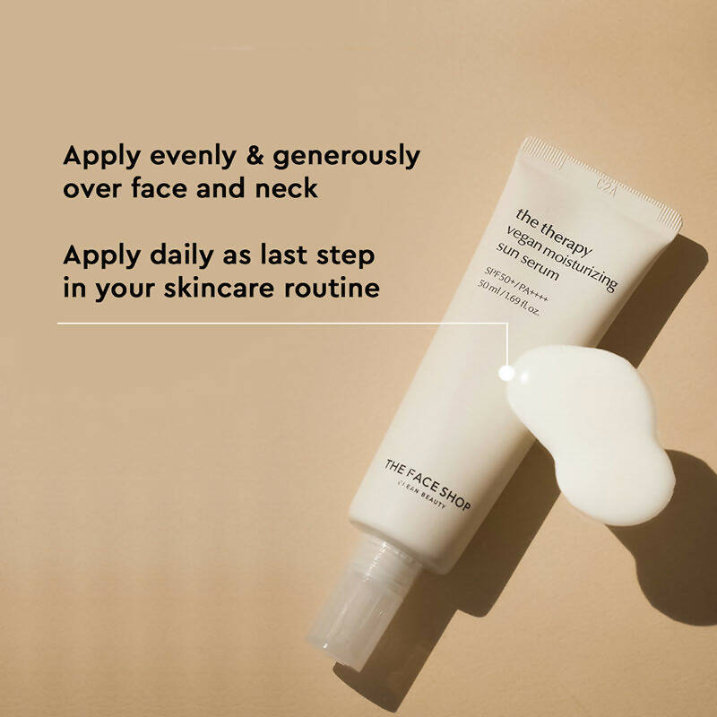 The Face Shop The Therapy Vegan Moisturizing Sun Serum SPF 50+ - Distacart