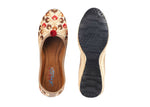 Thumbnail for Tiny Bugs Girls Ethnic Floral Embroidered Juttis - Beige - Distacart