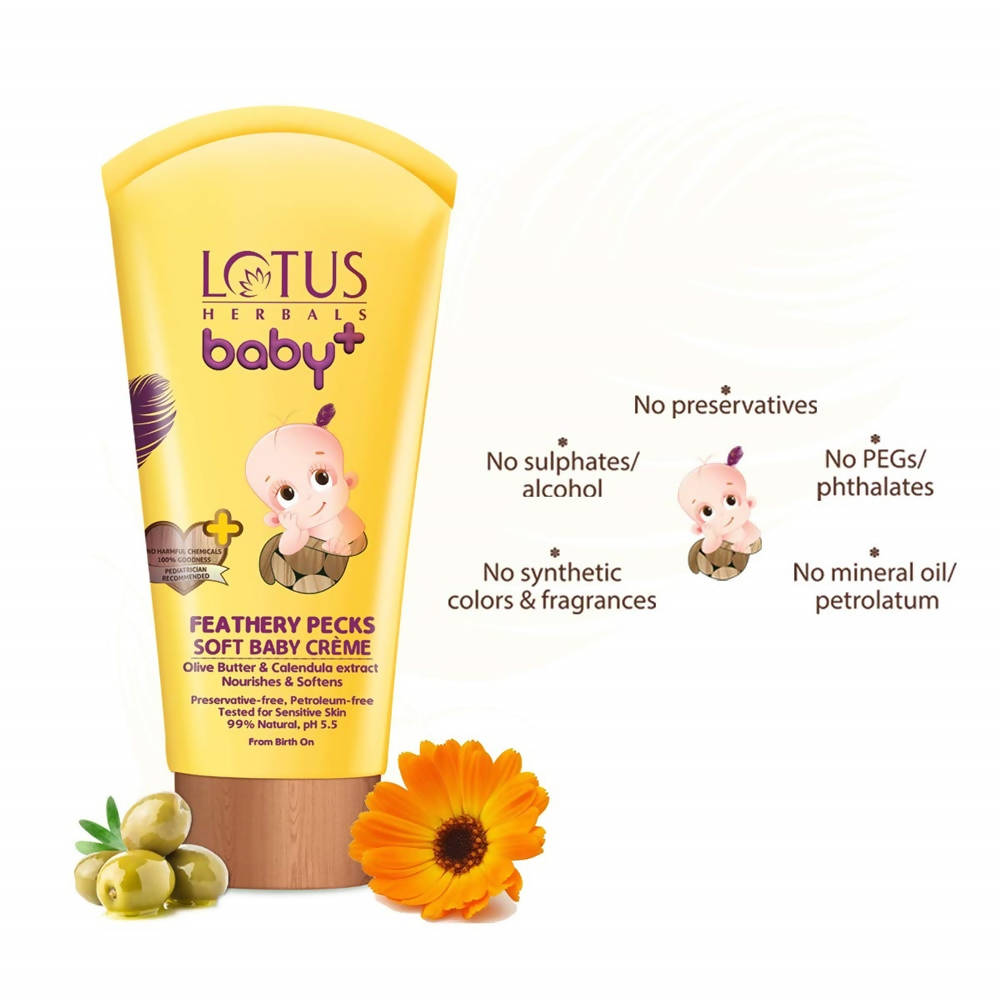 Lotus Herbals Baby+ Feathery Pecks Soft Baby Crème - Distacart