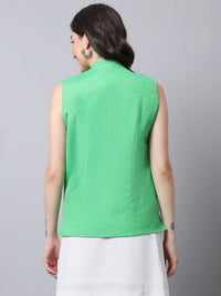 Thumbnail for Even Apparels Green Polyblend Open Front Women's Waistcoat - Distacart