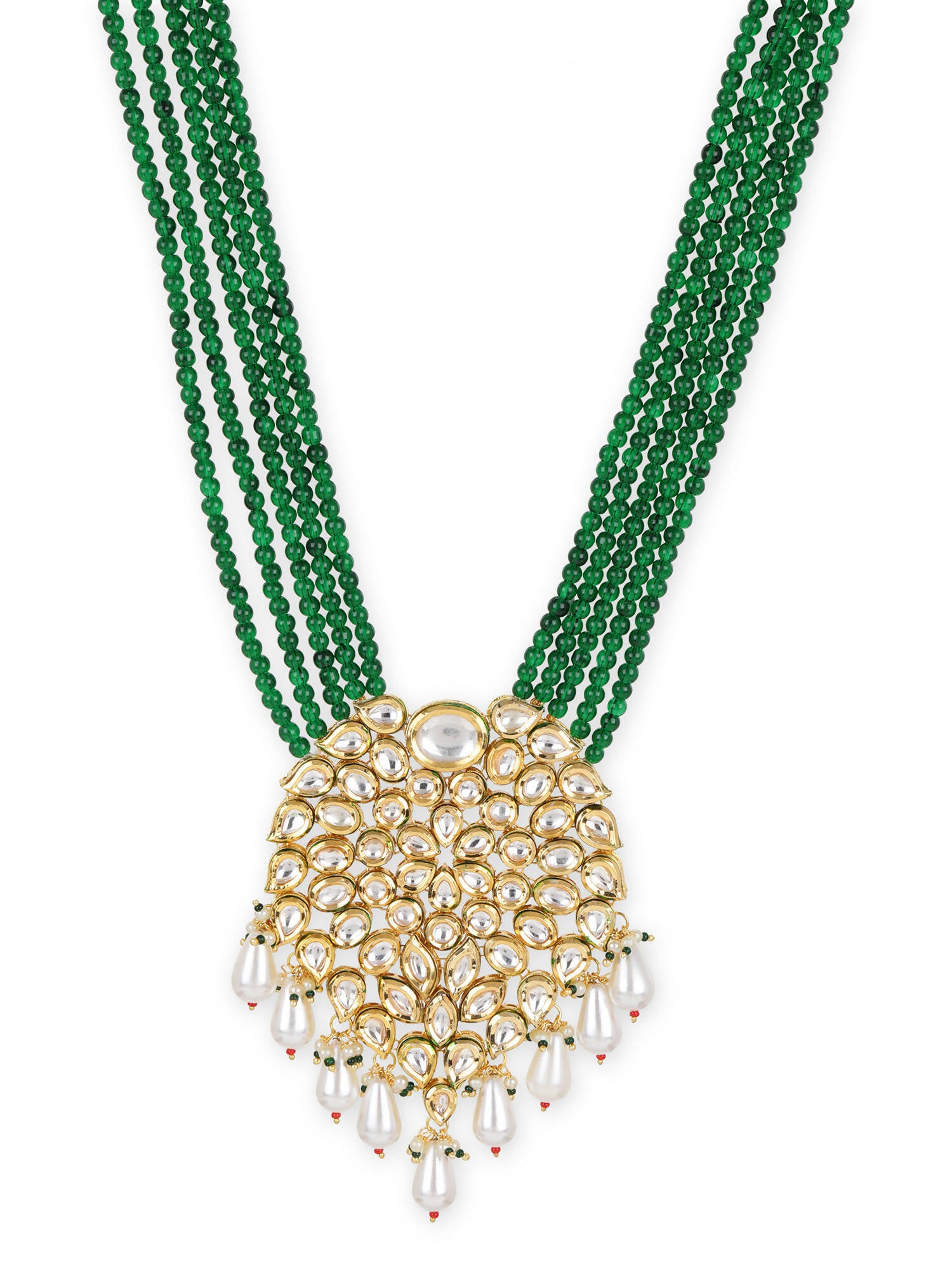 Gold-Toned Green Brass Gold-Plated Necklace - Ruby Raang - Distacart