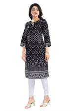 Thumbnail for Snehal Creations Wonderful Black Designer Digital Print Cotton Slub Fabric Long Kurti Tunic - Distacart