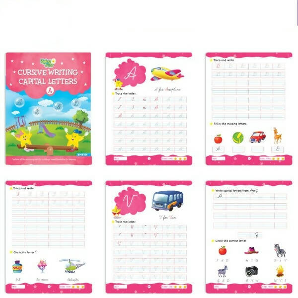 Rising Star Preschool Learning Senior KG Kit C| Cursive Writing Alphabet Letters| General Knowledge| Rhymes & Stories| Worksheets & Assessment Sheet - Distacart