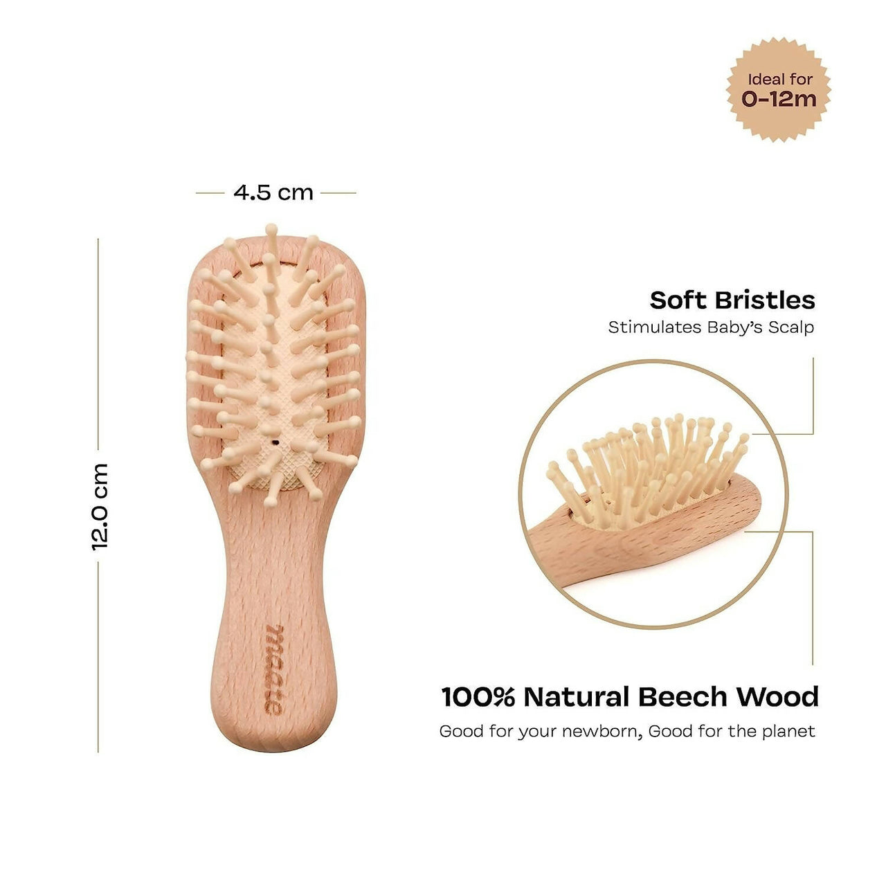 Maate Baby Wooden Comb Set | Beechwood Comb and Hair Brush - Distacart