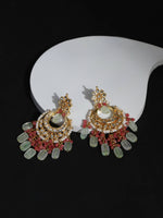 Thumbnail for Gold-Toned Red Contemporary Gold-Plated Chandbalis Earrings - Ruby Raang - Distacart