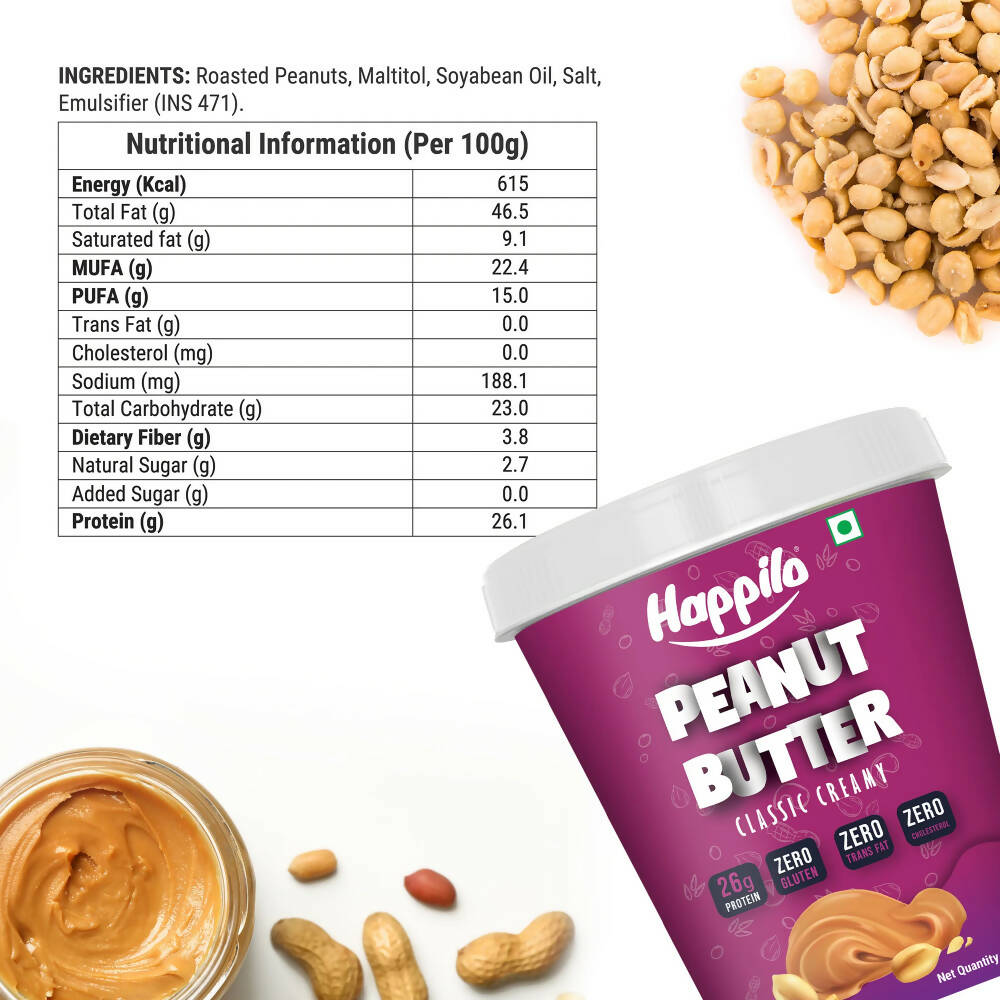 Happilo Classic Peanut Butter Creamy - Distacart