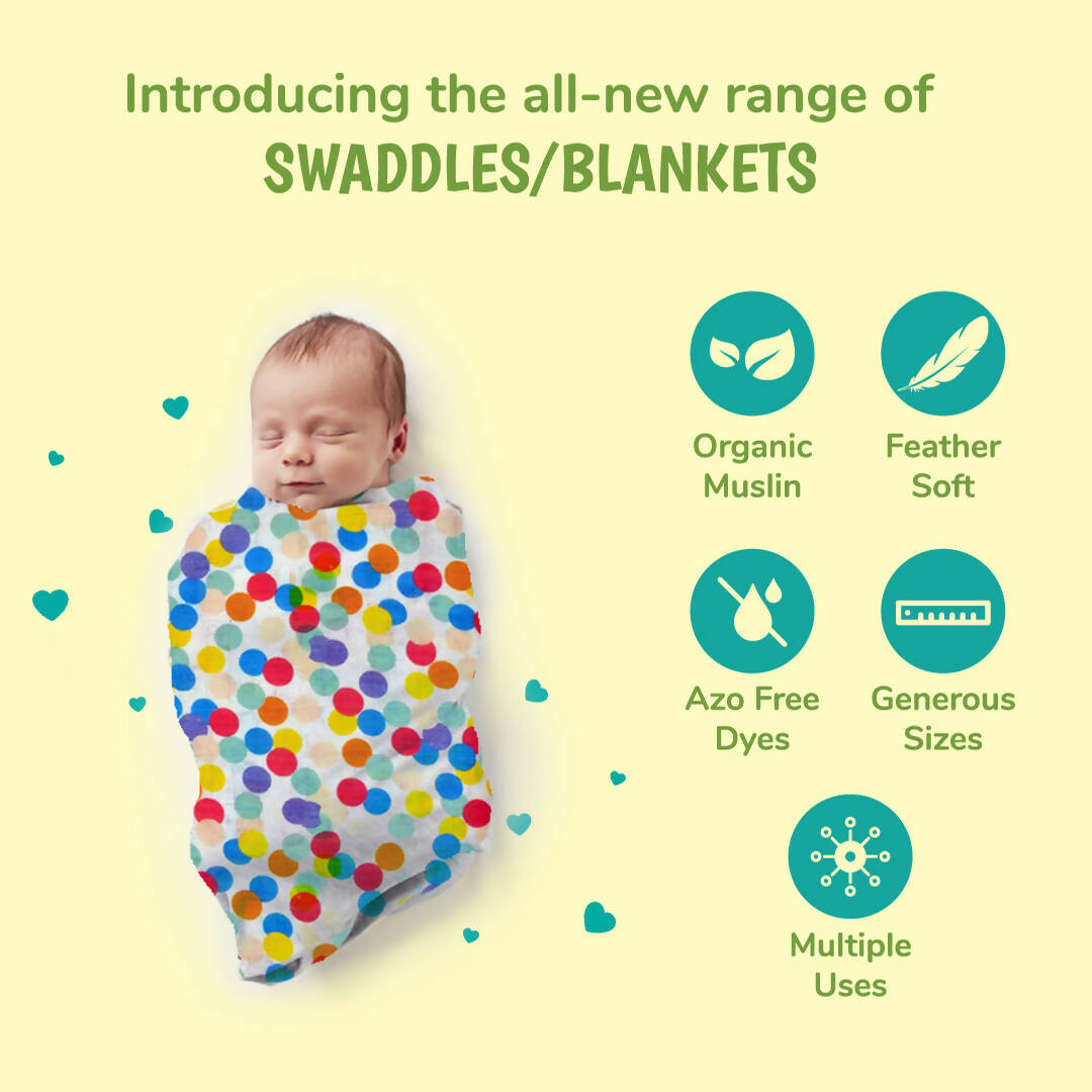 Kindermum Organic Cotton Muslin Swaddle Blanket 110 Cm X 110 Cm - Set Of 3 - Distacart