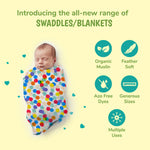 Thumbnail for Kindermum Organic Cotton Muslin Swaddle Blanket 110 Cm X 110 Cm - Set Of 3 - Distacart
