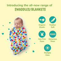 Thumbnail for Kindermum Organic Cotton Muslin Swaddle Blanket 110 Cm X 110 Cm - Set Of 3 - Distacart