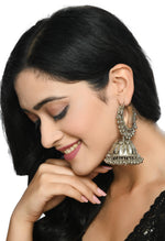 Thumbnail for Mominos Fashion Johar Kamal Oxidised Silver-Plated With Ghungroo Jhumkas - Distacart