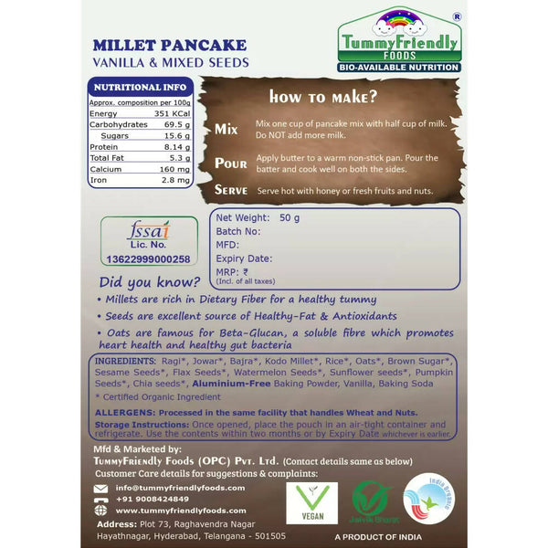 TummyFriendly Foods Aluminium-Free Millet Pancake Mixes Trial Packs with Chocolate, Nuts, Seeds, Veggies - Distacart