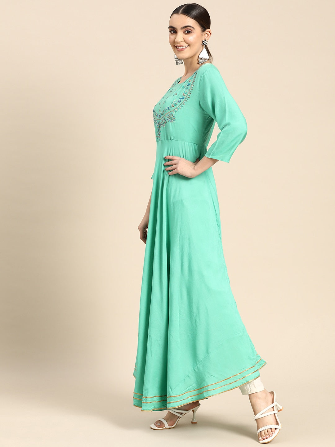 Sangria Women Ethnic Motifs Embroidered Anarkali Kurta - Distacart